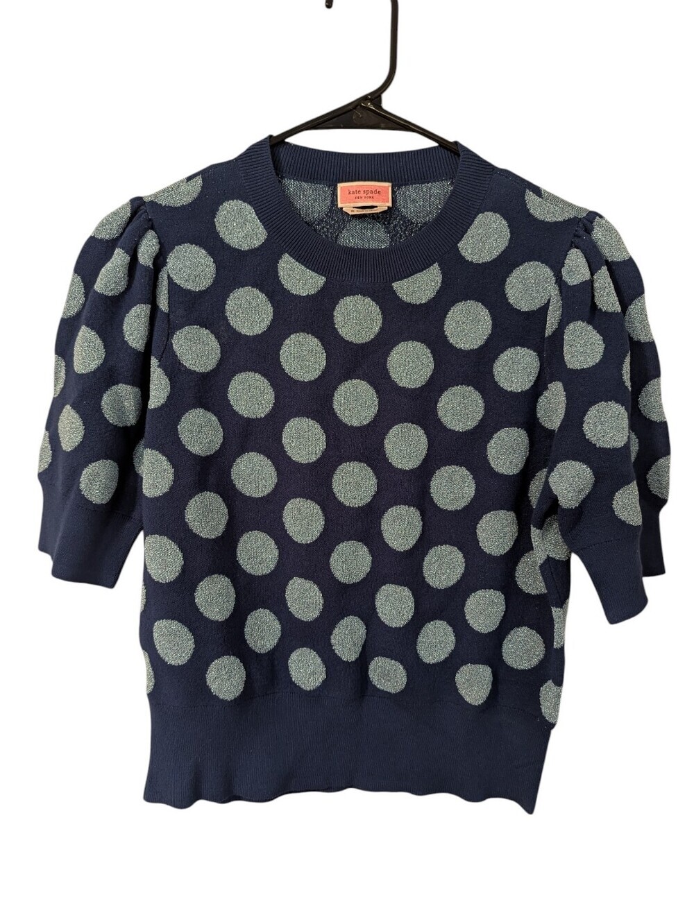 Kate Spade, Seaside Polka Dot, Short Sleeve Sweater, Size M - Picture 2 of 4